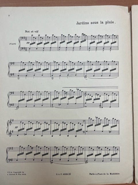 Claude Debussy Jardins sous la pluie - extrait des estampes partition piano-3000 partitions, livres et vinyles d'occasion en vente sur notre site internet gastonmusicclub.fr Gaston Music Store