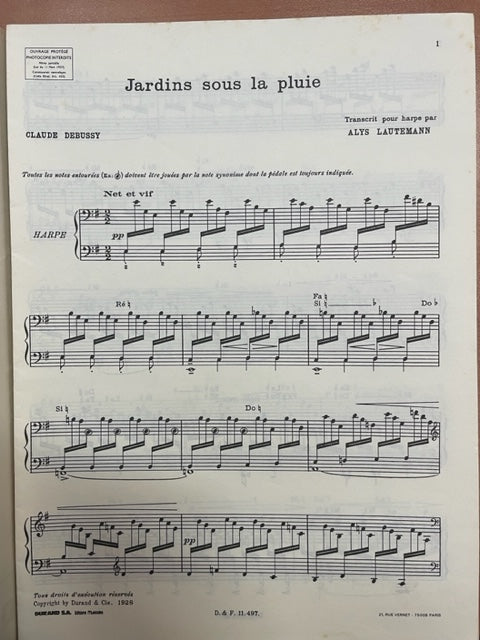 Claude Debussy Jardins sous la Pluie (extrait des Estampes) partition piano-3000 partitions, livres et vinyles d'occasion en vente sur notre site internet gastonmusicclub.fr Gaston Music Store