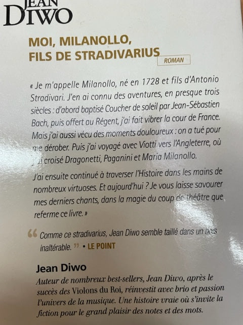Moi, Milanollo fils de Stradivarius livre de Jean Diwo - 3000 partitions, livres et vinyles d'occasion en vente sur notre site internet gastonmusicclub.fr Gaston Music Store