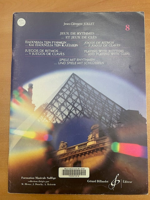 Jean Clement Jollet : Jeux de rythmes et Jeux de clés Volume 8-3000 partitions, livres et vinyles d'occasion en vente sur notre site internet gastonmusicclub.fr Gaston Music Store