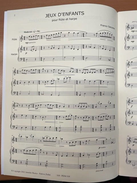 Franco Saccone Jeux d'enfants pour flûte et harpe