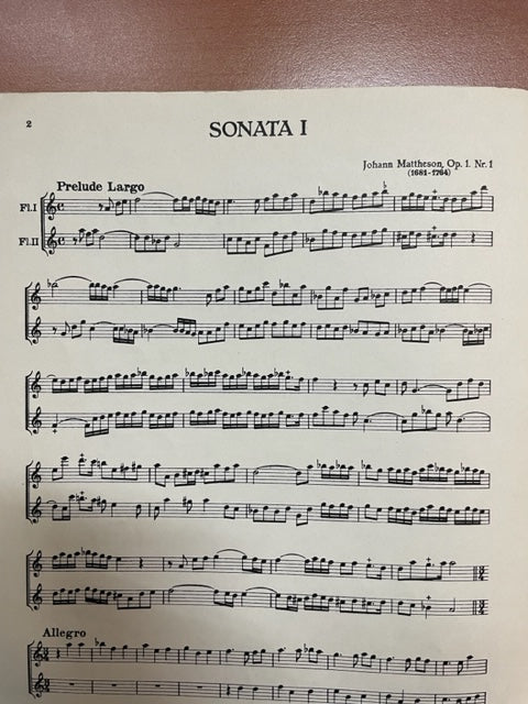 Johann Mattheson Four sonatas for 2 recorders