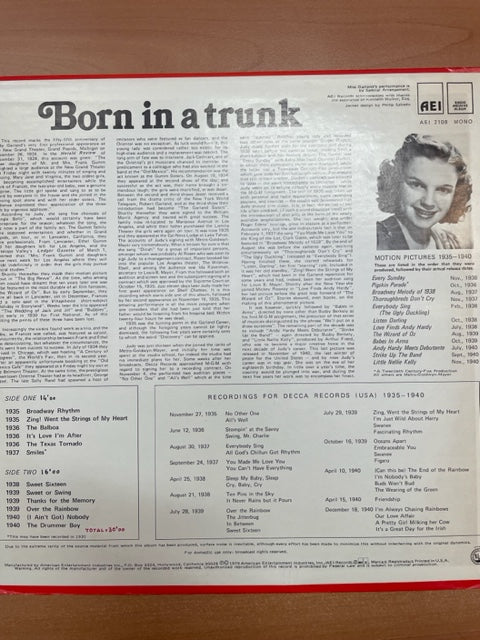 Vinyle Judy Garland "Born in a trunk" - Discovery 1935-1940 - 3000 partitions, livres et vinyles d'occasion en vente sur notre site internet gastonmusicclub.fr Gaston Music Store