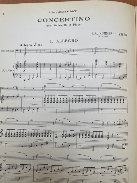 Kummer Concertino en do majeur pour violoncelle et piano-3000 partitions, livres et vinyles d'occasion en vente sur notre site internet gastonmusicclub.fr Gaston Music Store