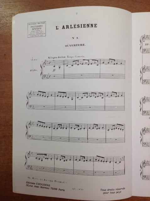 Georges Bizet L'Arlésienne Opus 23 pour chant et piano