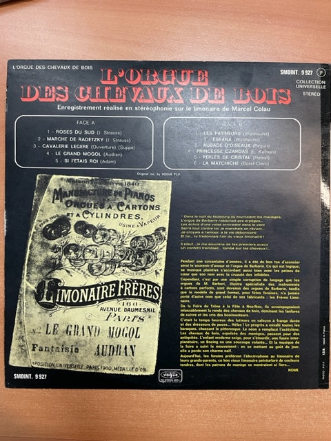 Vinyle Limonaire de Marcel Colau L'orgue des chevaux de bois