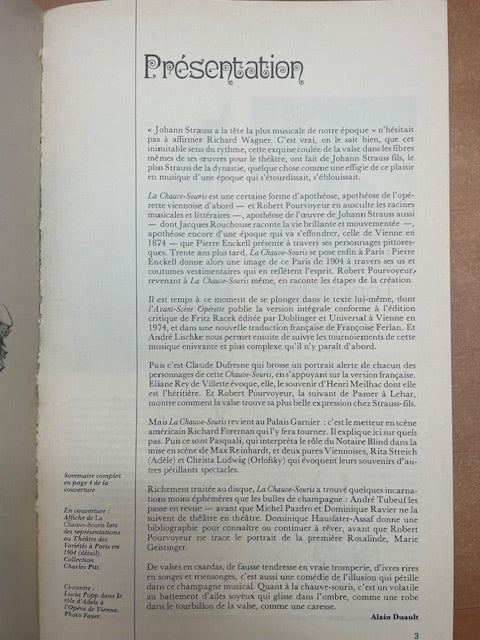 Johann Strauss La chauve-souris - Revue Avant-scène opéra n°49-3000 partitions, livres et vinyles d'occasion en vente sur notre site internet gastonmusicclub.fr Gaston Music Store