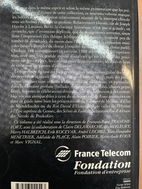 François René Tranchefort Guide de la musique sacrée et chorale profane de 1750 à nos jours-3000 partitions, livres et vinyles d'occasion en vente sur notre site internet gastonmusicclub.fr Gaston Music Store
