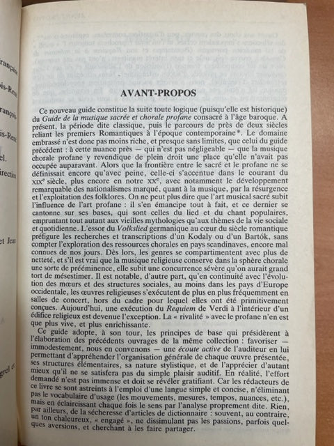 François René Tranchefort Guide de la musique sacrée et chorale profane de 1750 à nos jours-3000 partitions, livres et vinyles d'occasion en vente sur notre site internet gastonmusicclub.fr Gaston Music Store