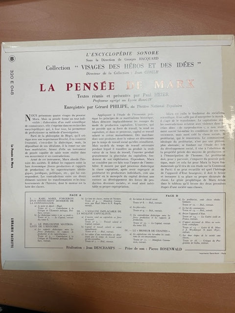 Vinyle Karl Marx L'encyclopédie sonore : La pensée de Marx lecture Gérard Philipe- 3000 partitions, livres et vinyles d'occasion en vente sur notre site internet gastonmusicclub.fr Gaston Music Store