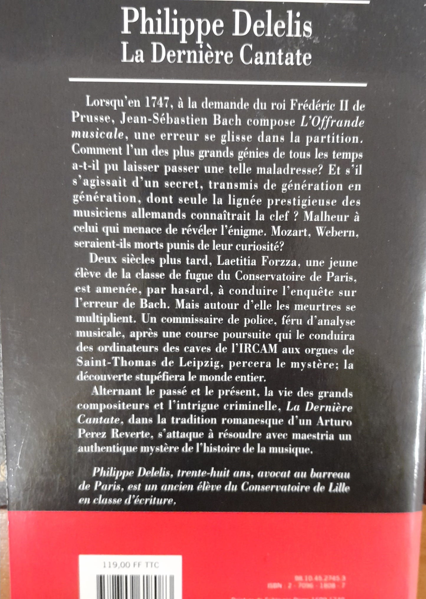 La dernière cantate livre de Philippe Delelis