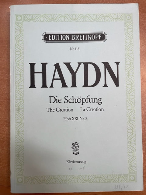 Joseph Haydn La Création, oratorio - choeur et réduction piano- 3000 partitions, livres et vinyles d'occasion en vente sur notre site internet gastonmusicclub.fr Gaston Music Store