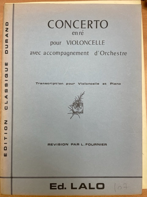 Edouard Lalo Concerto en ré mineur pour violoncelle-3000 partitions, livres et vinyles d'occasion en vente sur notre site internet gastonmusicclub.fr Gaston Music Store