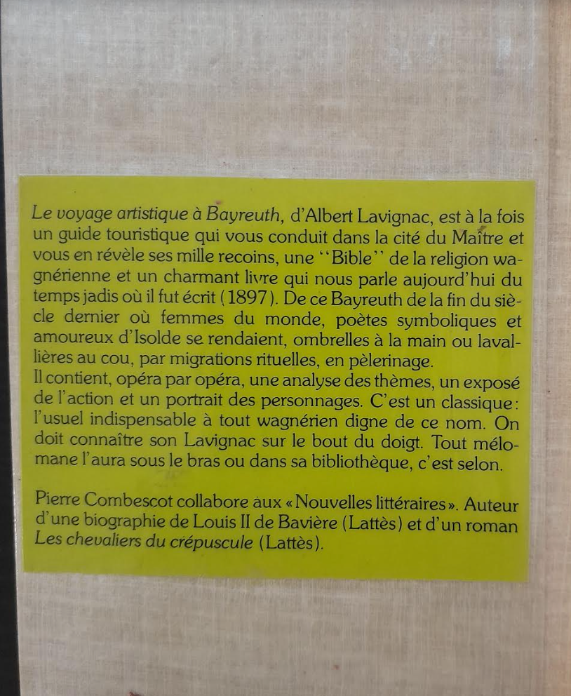 Le voyage artistique à Bayreuth livre d'Albert Lavignac-3000 partitions, livres et vinyles d'occasion en vente sur notre site internet gastonmusicclub.fr Gaston Music Store
