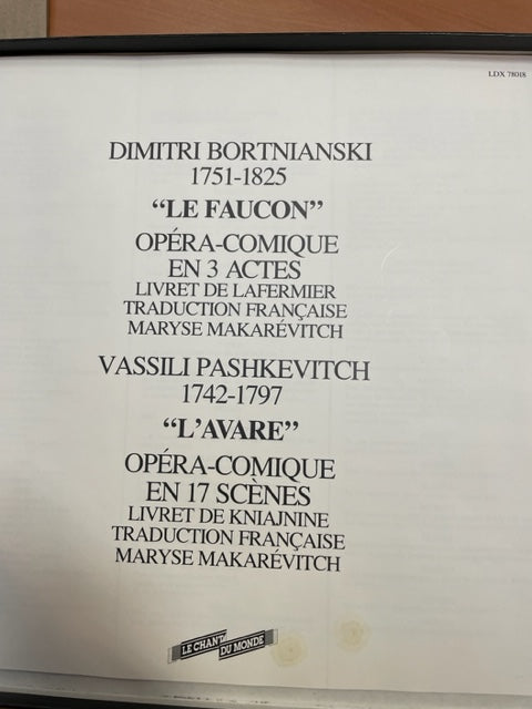 Coffret 4 vinyles Bortnianski - Pashkevitch - 3000 partitions, livres et vinyles d'occasion en vente sur notre site internet gastonmusicclub.fr Gaston Music Store