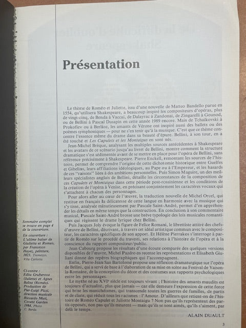 Revue Avant-scène opéra Bellini Les Capulets et les Montaigus n° 122-3000 partitions, livres et vinyles d'occasion en vente sur notre site internet gastonmusicclub.fr Gaston Music Store