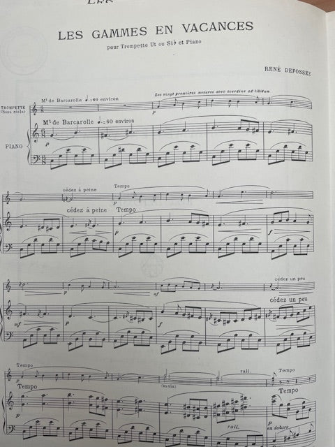 René Defossez Les gammes en vacances pour trompette en ut ou sib et piano-3000 partitions, livres et vinyles d'occasion en vente sur notre site internet gastonmusicclub.fr Gaston Music Store