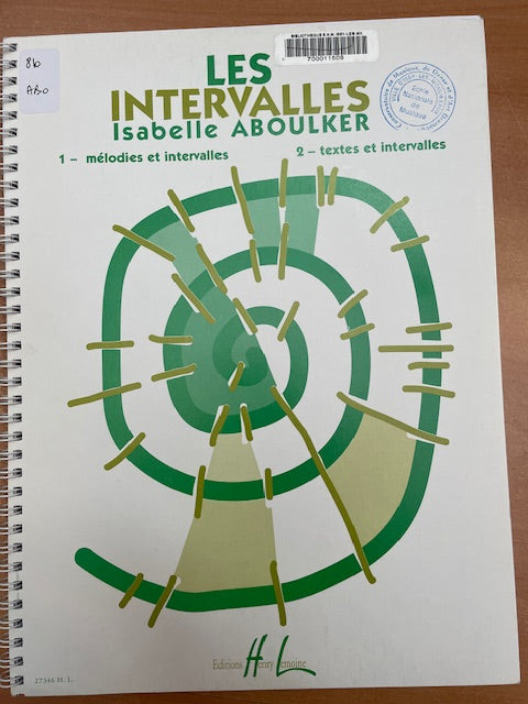 Isabelle Aboulker Les intervalles-3000 partitions, livres et vinyles d'occasion en vente sur notre site internet gastonmusicclub.fr Gaston Music Store
