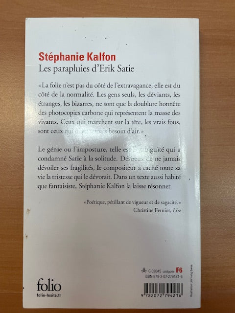 Les parapluies d'Erik Satie livre de Stéphanie Kalfon-3000 partitions, livres et vinyles d'occasion en vente sur notre site internet gastonmusicclub.fr Gaston Music Store