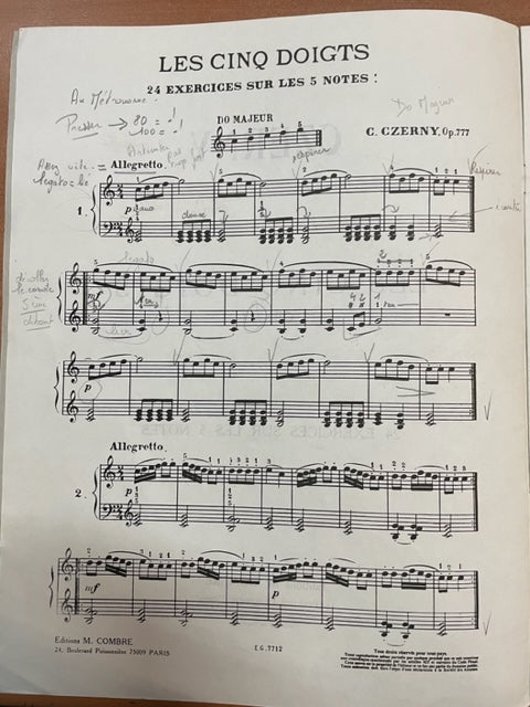 Carl Czerny Les 5 doigts opus 777 partition piano