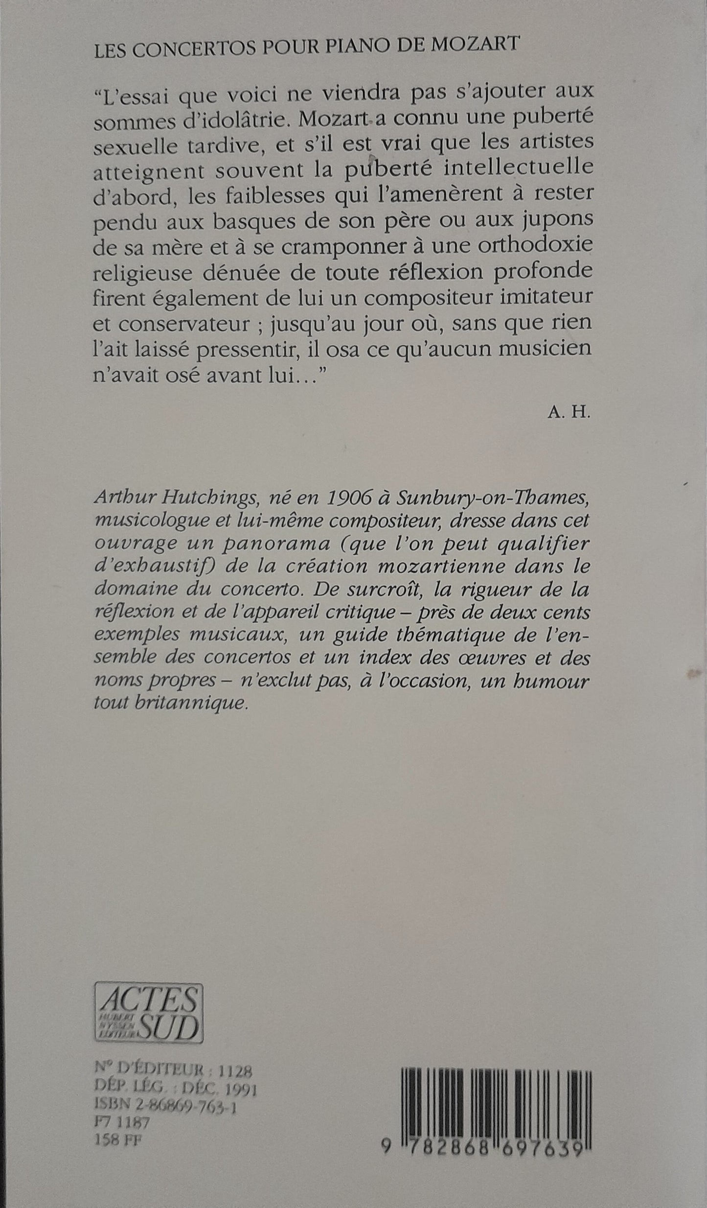 Les concertos pour piano de Mozart livre d'Arthur Hutchings
