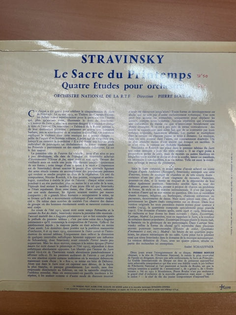 Vinyle Igor Stravinsky Le Sacre du Printemps - 4 études pour orchestre Pierre Boulez