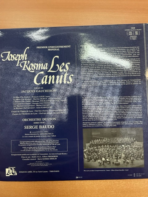 Vinyle Joseph Kosma Les Canuts, drame lyrique - Poème de Jacques Gaucheron