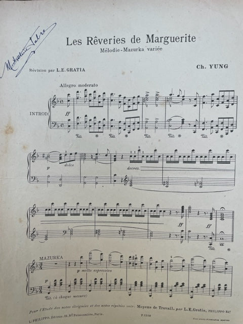 Ch Yung Les rêveries de Marguerite, Mélodie-Mazurka variée partition piano