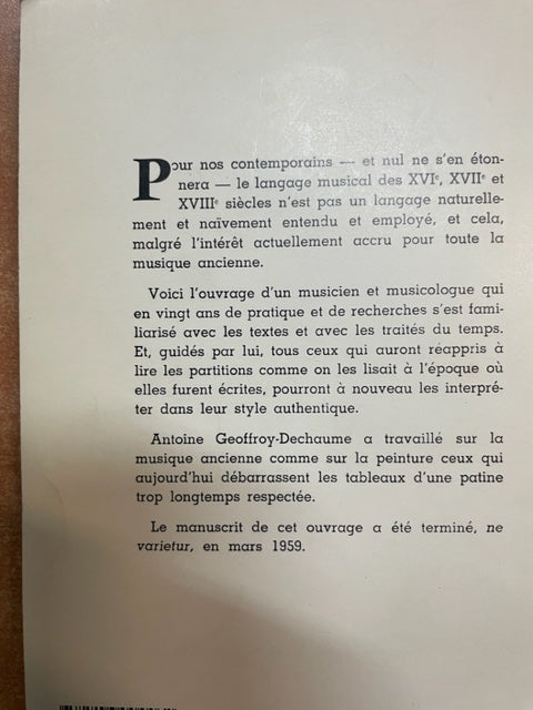 Les secrets de la musique ancienne livre de Antoine Geoffroy-Dechaume