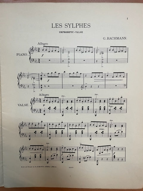 Bachmann Les Sylphes, impromptu-valse partition piano- 3000 partitions, livres et vinyles d'occasion en vente sur notre site internet gastonmusicclub.fr Gaston Music Store