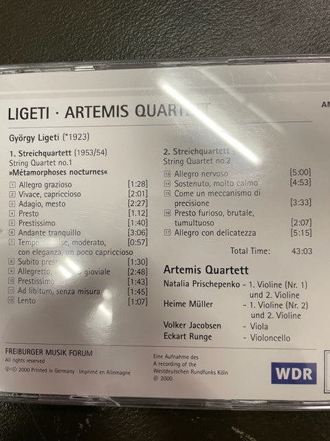 CD György Ligeti Artemis Quartet Quatuor à cordes n° 1 et n°2