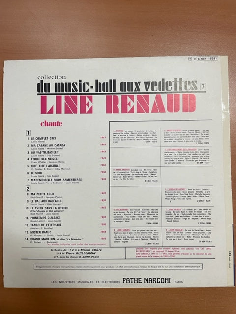 Vinyle Line Renaud collection "Du Music-Hall aux vedettes" n°7- 3000 partitions, livres et vinyles d'occasion en vente sur notre site internet gastonmusicclub.fr Gaston Music Store