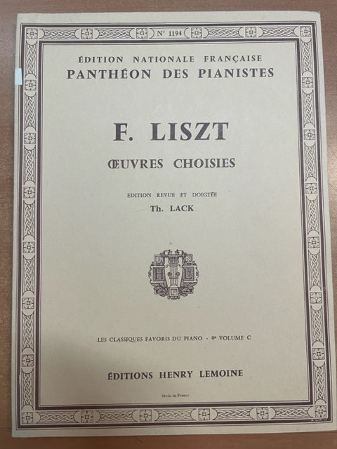 Franz Liszt Oeuvres choisies volume 9C- 3000 partitions, livres et vinyles d'occasion en vente sur notre site internet gastonmusicclub.fr Gaston Music Store