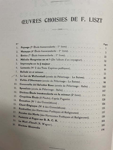 Franz Liszt Oeuvres choisies volume 9D- 3000 partitions, livres et vinyles d'occasion en vente sur notre site internet gastonmusicclub.fr Gaston Music Store