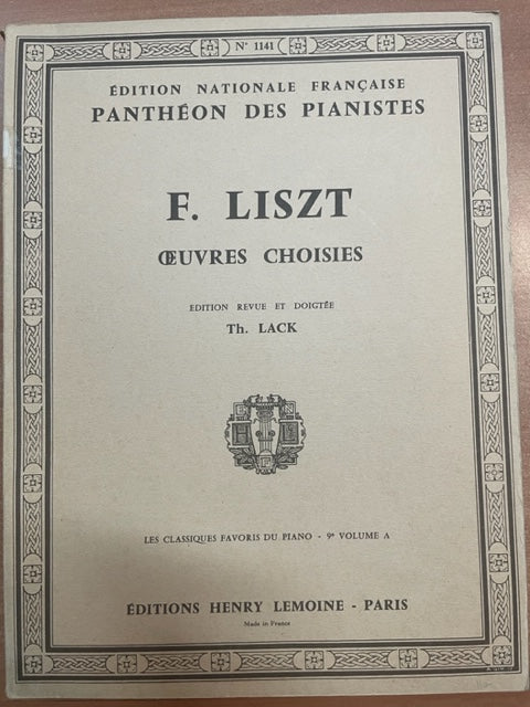 Franz Liszt Oeuvres choisies volume 9A- 3000 partitions, livres et vinyles d'occasion en vente sur notre site internet gastonmusicclub.fr Gaston Music Store