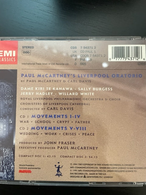 Coffret 2 CD Paul Mc Cartney's Liverpool Oratorio (2 CD)-3000 partitions, livres et vinyles d'occasion en vente sur notre site internet gastonmusicclub.fr Gaston Music Store