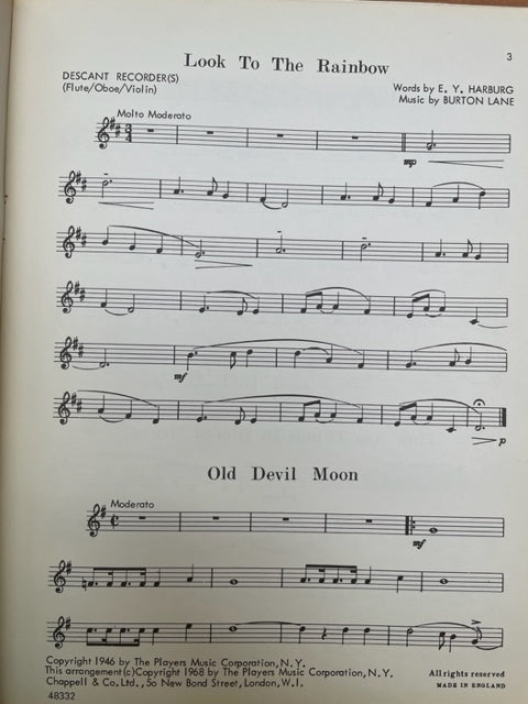 Lane Burton Finian's Rainbow selection for descant recorder and piano with voice and guitar optional-3000 partitions, livres et vinyles d'occasion en vente sur notre site internet gastonmusicclub.fr Gaston Music Store