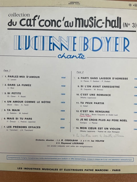 Vinyle Lucienne Boyer chante 3000 partitions, livres et vinyles d'occasion en vente sur notre site internet gastonmusicclub.fr Gaston Music Store
