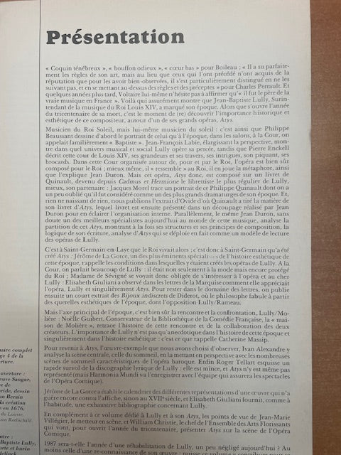 Revue Lully Atys Avant-scène opéra n° 94