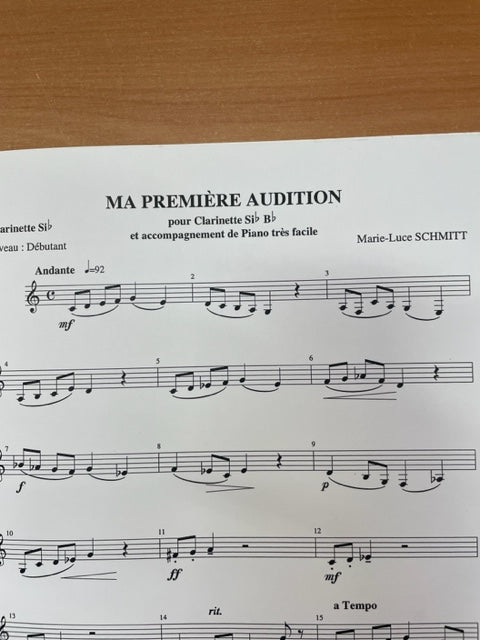 Marie Laure Schmitt Ma première audition pour clarinette sib et accompagnement piano-3000 partitions, livres et vinyles d'occasion en vente sur notre site internet gastonmusicclub.fr Gaston Music Store