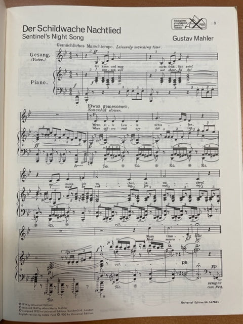 Gustav Mahler 14 Lieder aus des Knaben Wunderhorn pour voix grave et piano