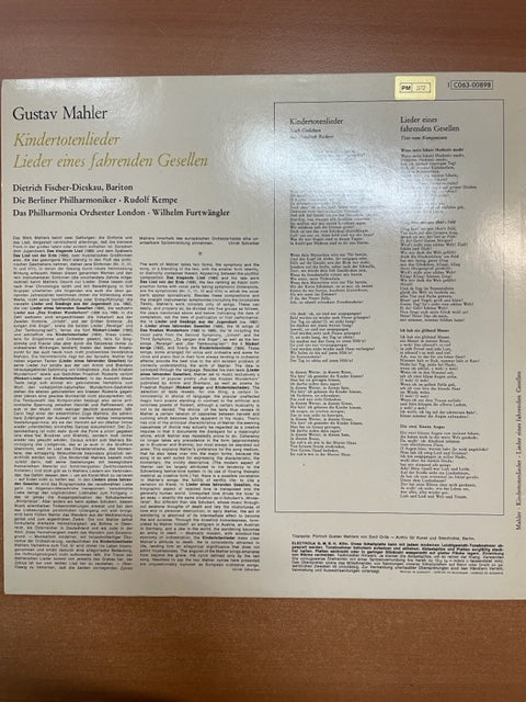 Vinyle Gustav Mahler Kindertotenlieder - Lieder eines fahrenden Gesellen-3000 partitions, livres et vinyles d'occasion en vente sur notre site internet gastonmusicclub.fr Gaston Music Store