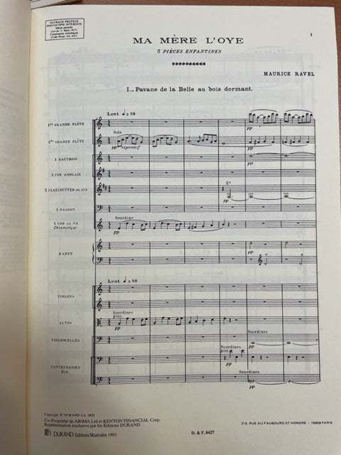 Maurice Ravel Ma mère l'Oye, 5 pièces enfantines conducteur