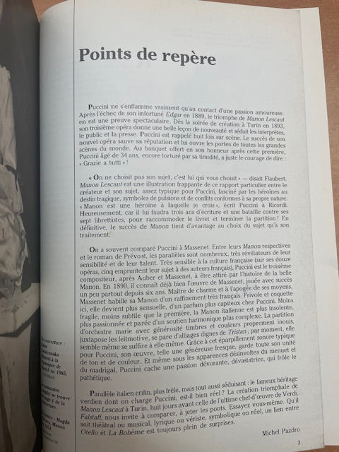 Puccini Manon Lescaut - Revue Avant-scène opéra n°137-3000 partitions, livres et vinyles d'occasion en vente sur notre site internet gastonmusicclub.fr Gaston Music Store