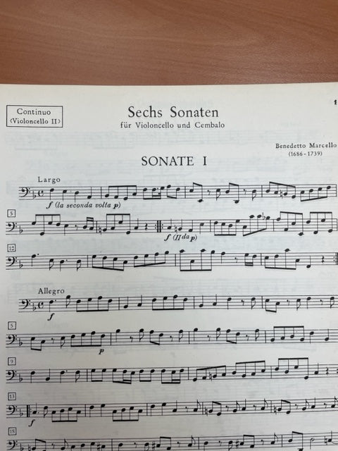 Marcello Sechs sonaten pour violoncelle et piano ou clavecin