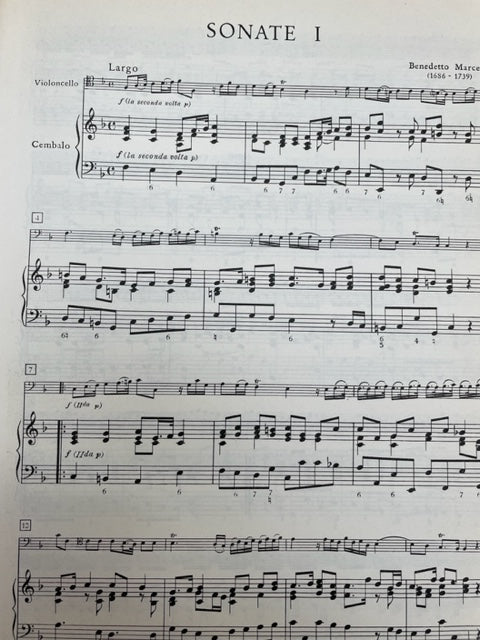 Marcello Sechs sonaten pour violoncelle et piano ou clavecin