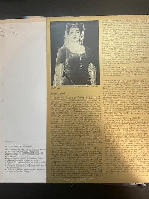 Vinyle Giuseppe Verdi Maria Callas Il Trovatore - selezione dell'opera -3000 partitions, livres et vinyles d'occasion en vente sur notre site internet gastonmusicclub.fr Gaston Music Store