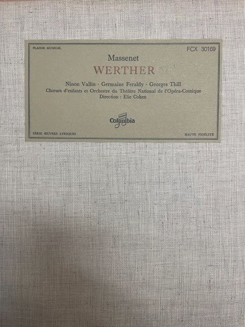 Vinyle Jules Massenet Werther Ninon Vallin et Georges Thill- 3000 partitions, livres et vinyles d'occasion en vente sur notre site internet gastonmusicclub.fr Gaston Music Store