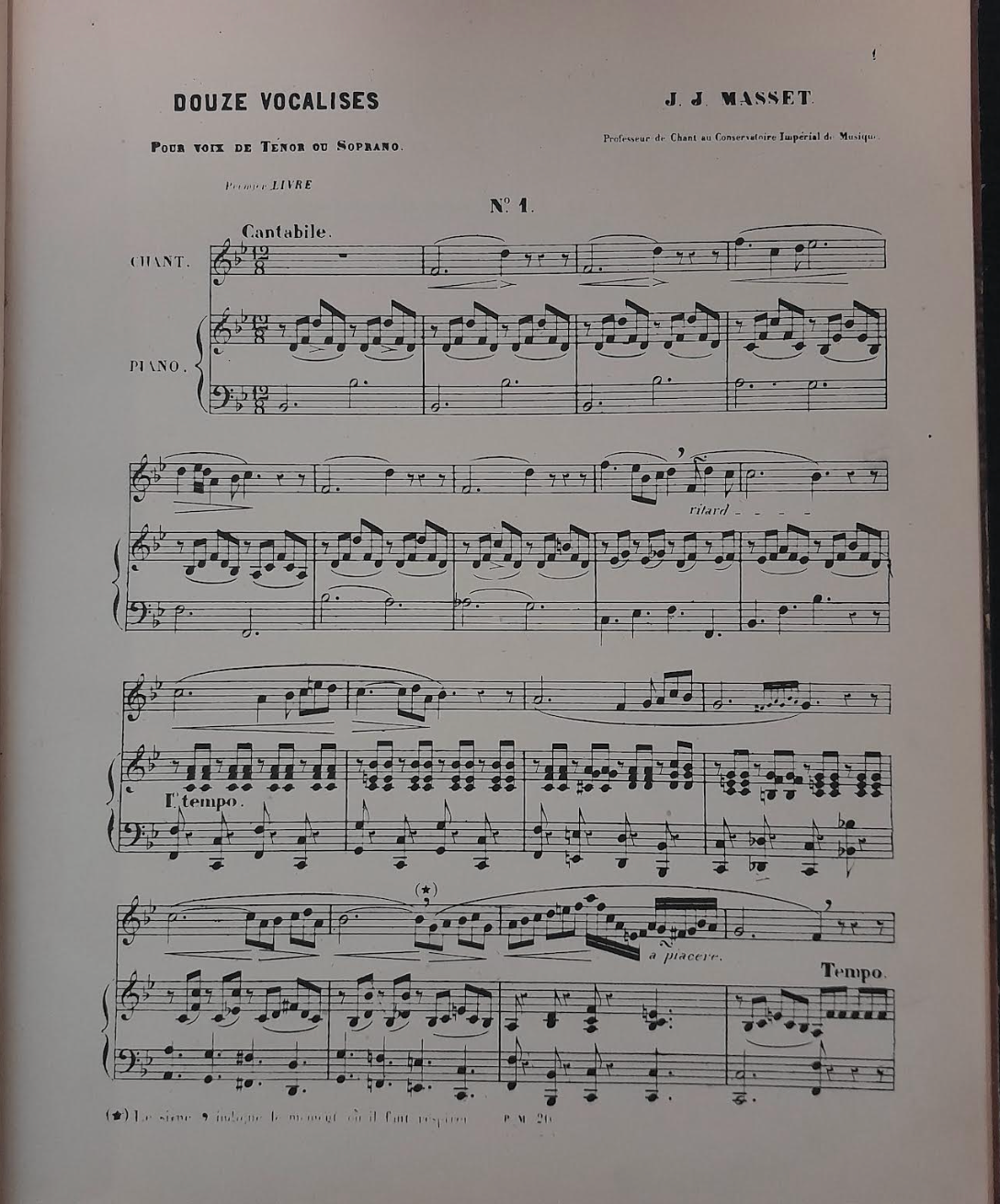 Masset 12 vocalises pour voix de ténor ou soprano avec accompagnement de piano-3000 partitions, livres et vinyles d'occasion en vente sur notre site internet gastonmusicclub.fr Gaston Music Store
