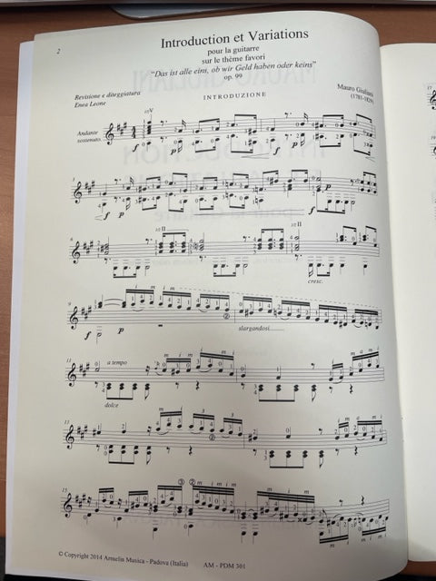 Mauro Giuliani Introduction et variations pour la guitare opus 99 - 3000 partitions, livres et vinyles d'occasion en vente sur notre site internet gastonmusicclub.fr Gaston Music Store